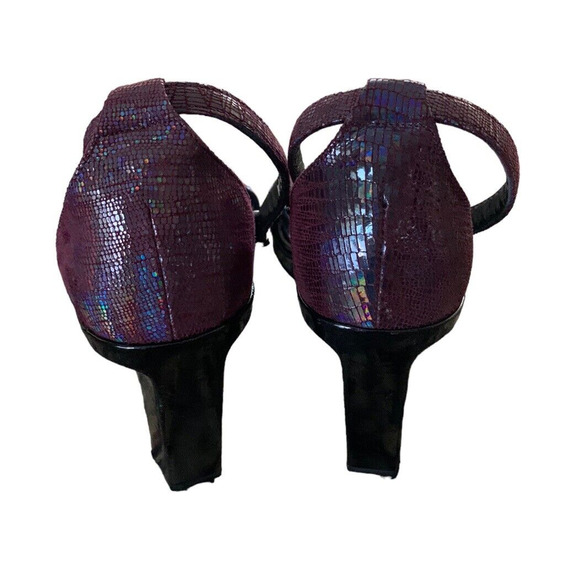 Vintage 80's Kenneth Cole Platform Ankle Strap Iridescent Leather NEW Italy 6 - Picture 9 of 11